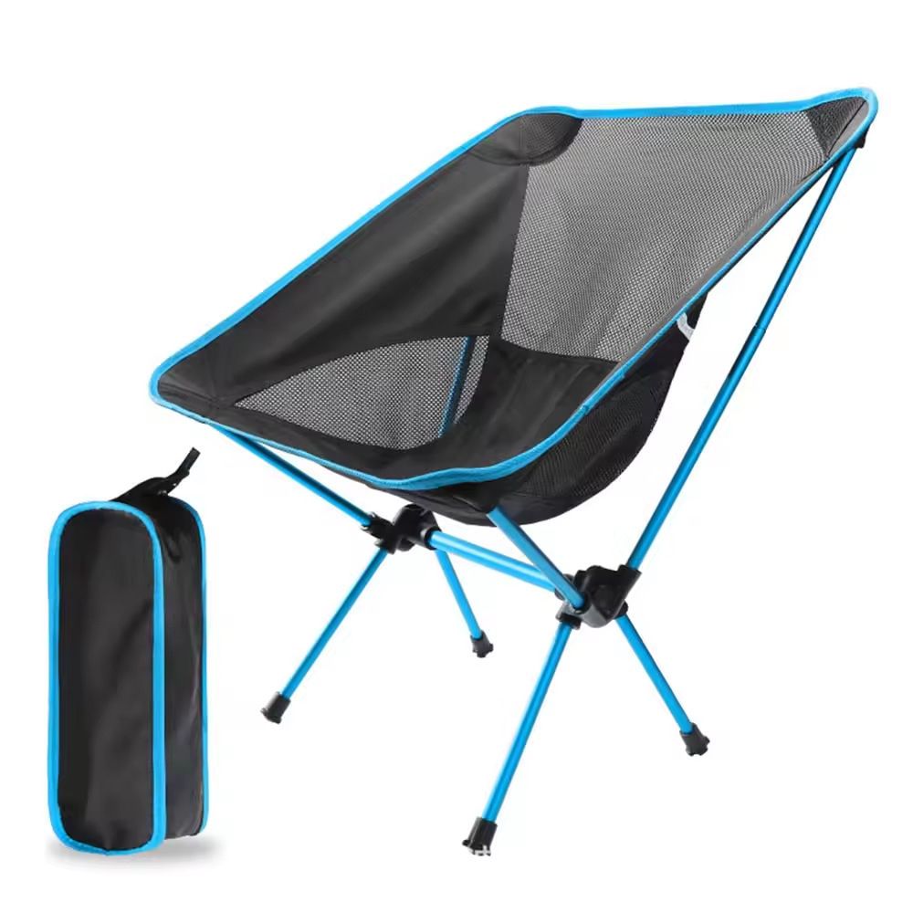 Chaise pliante pour camping bleue facile à monter et démonter, idéale pour toutes vos aventures