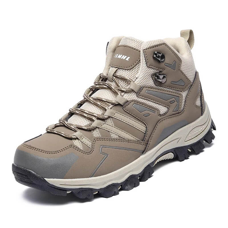 Chaussure montagne femme beige avec semelle intermédiaire en EVA, assurant un confort maximal et une absorption efficace des chocs lors des longues marches.

