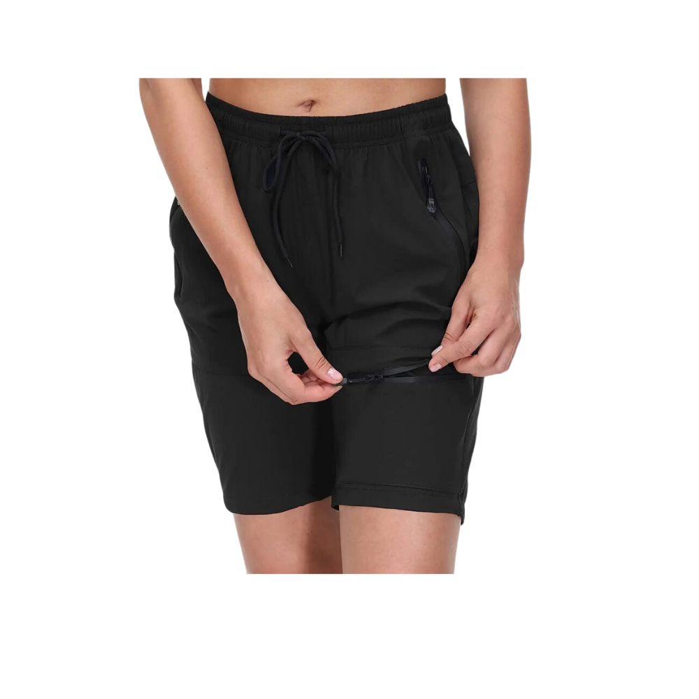 Short de randonnée femme noir alliant style et performance, conçu pour un confort durable sur tous les terrains