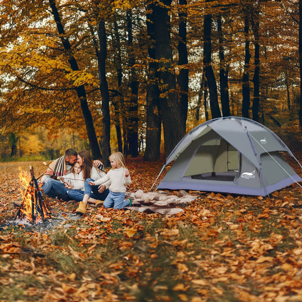 Tente camping spacieuse olives pour 3 à 4 personnes, facile à monter et parfaite pour le camping en pleine nature.