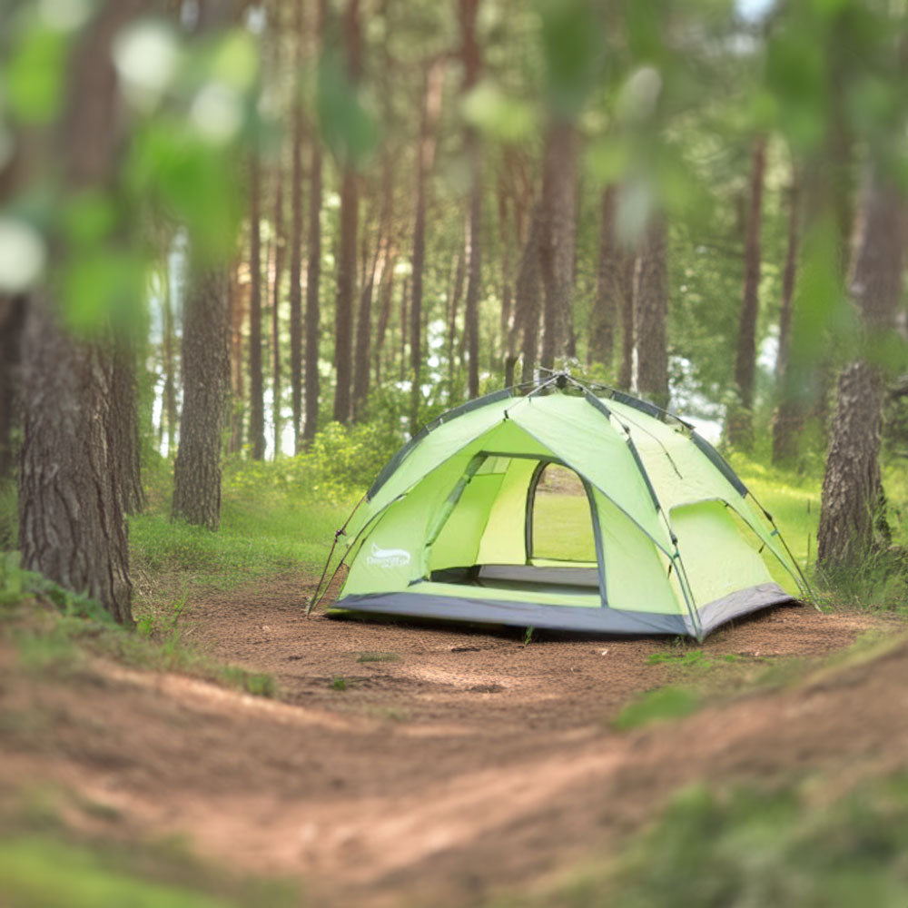 Tente camping pour 4 personnes avec montage automatique, idéale pour les randonnées et festivals en plein air